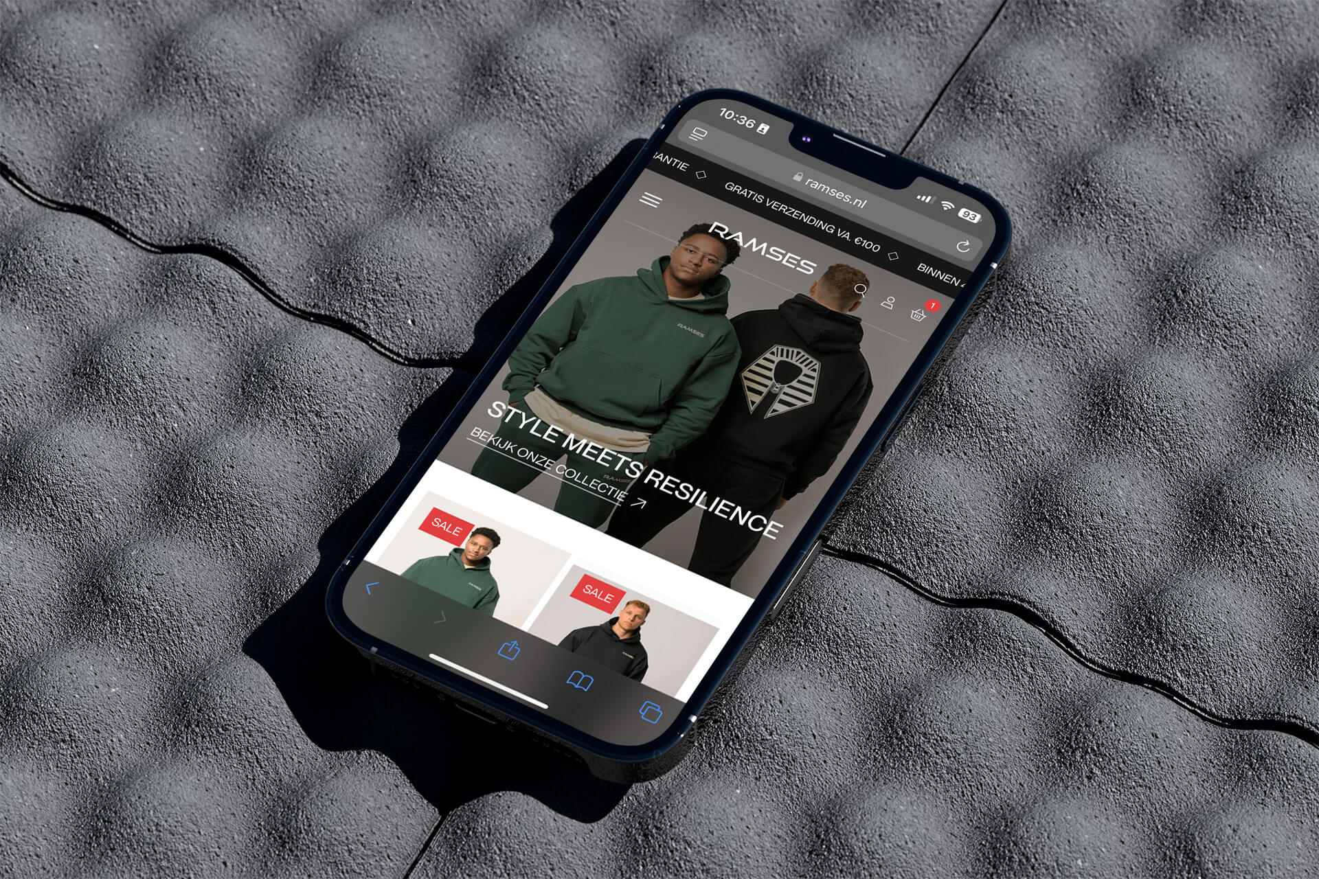 Wooocommerce Webshop Ramses mockup home mobiel