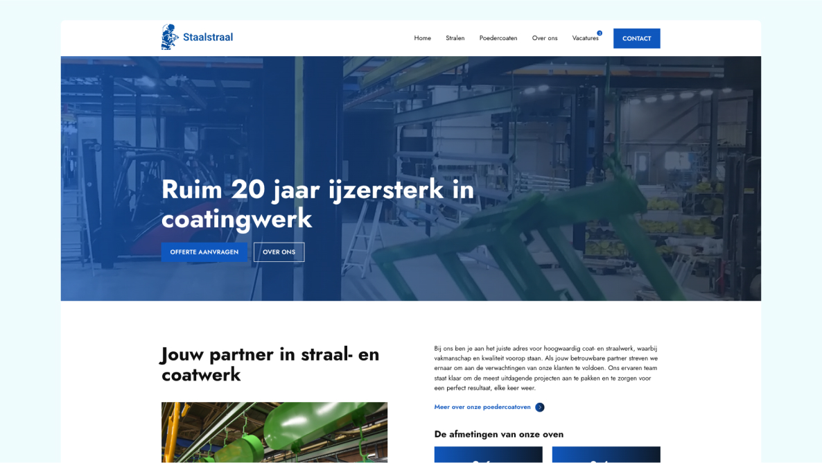 Homepagina overzicht website Staal Straal BV